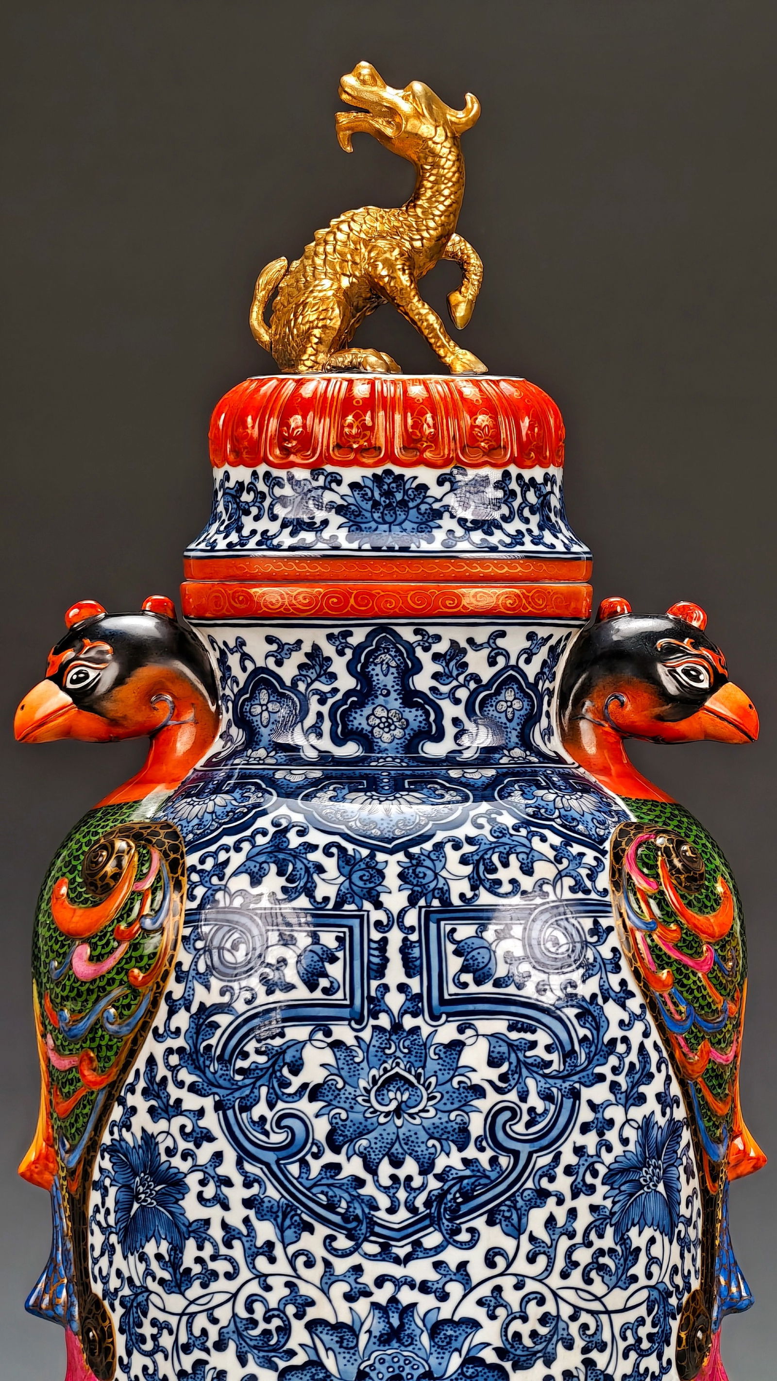 Enamel-filled double phoenix ear pattern - 3