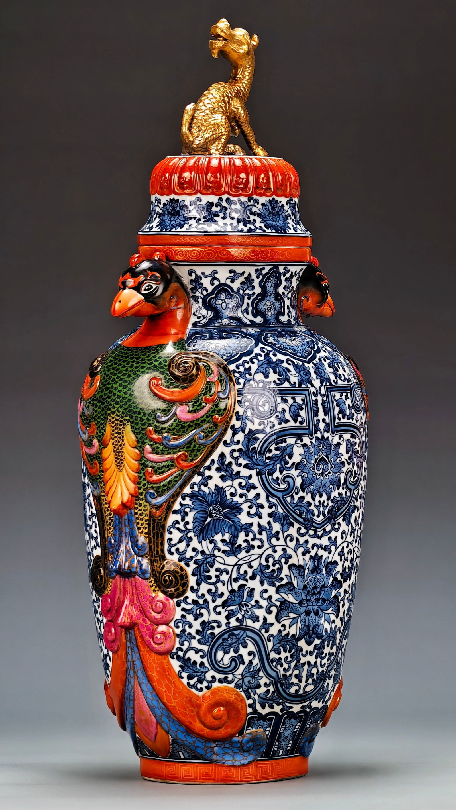 Enamel-filled double phoenix ear pattern - 5