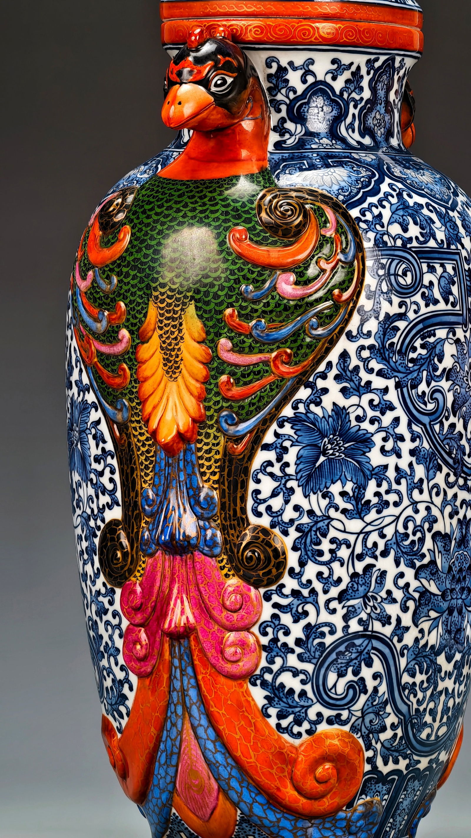 Enamel-filled double phoenix ear pattern - 6