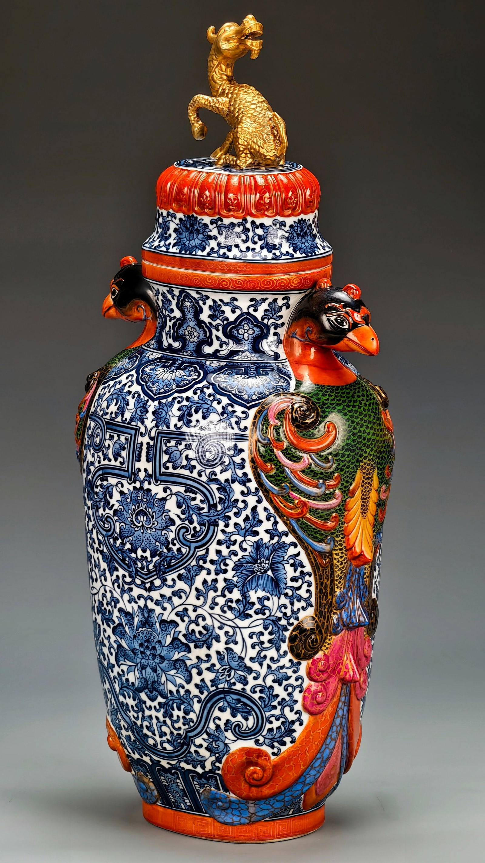 Enamel-filled double phoenix ear pattern - 7