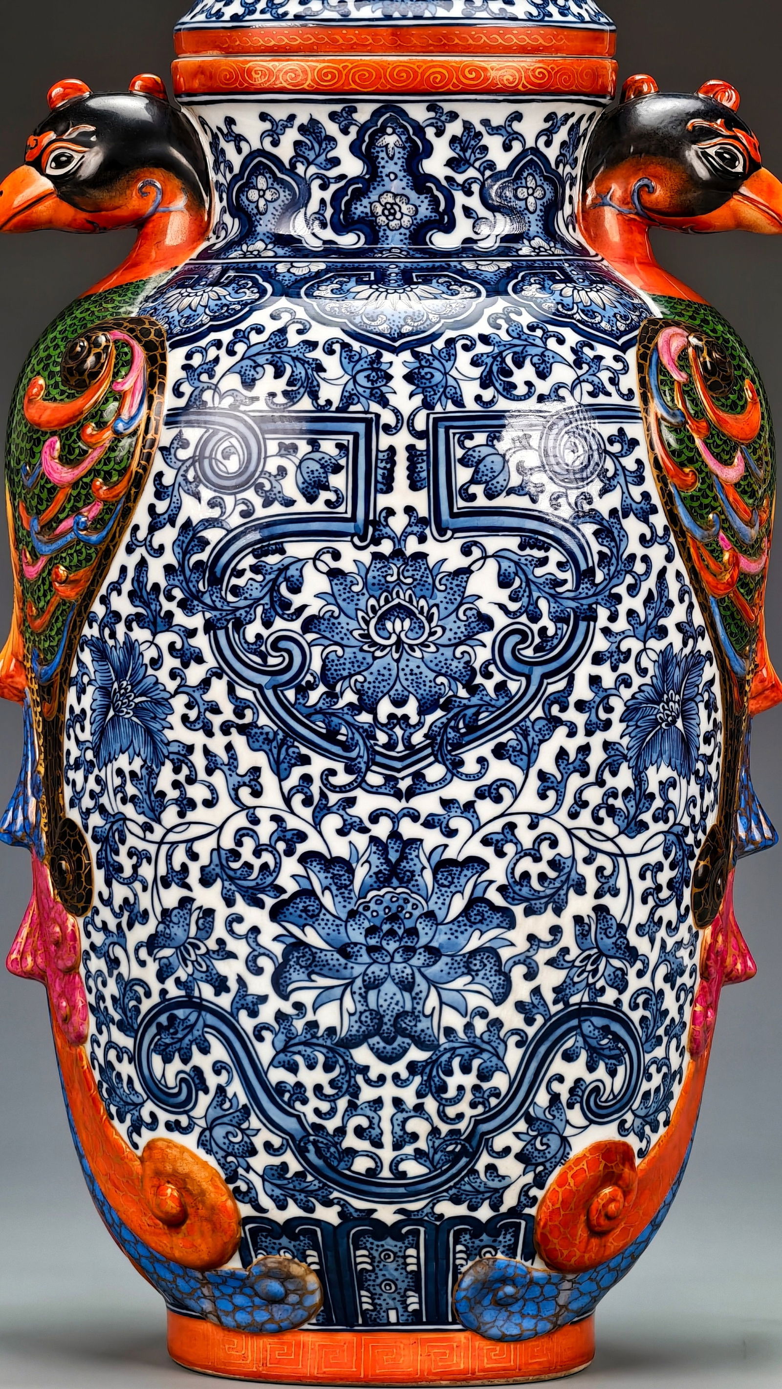 Enamel-filled double phoenix ear pattern - 9