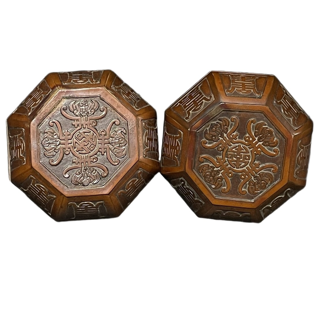 Old Collection: Pair of Old Yellow Fortune and Longevity Covered Boxes (1 of 10)