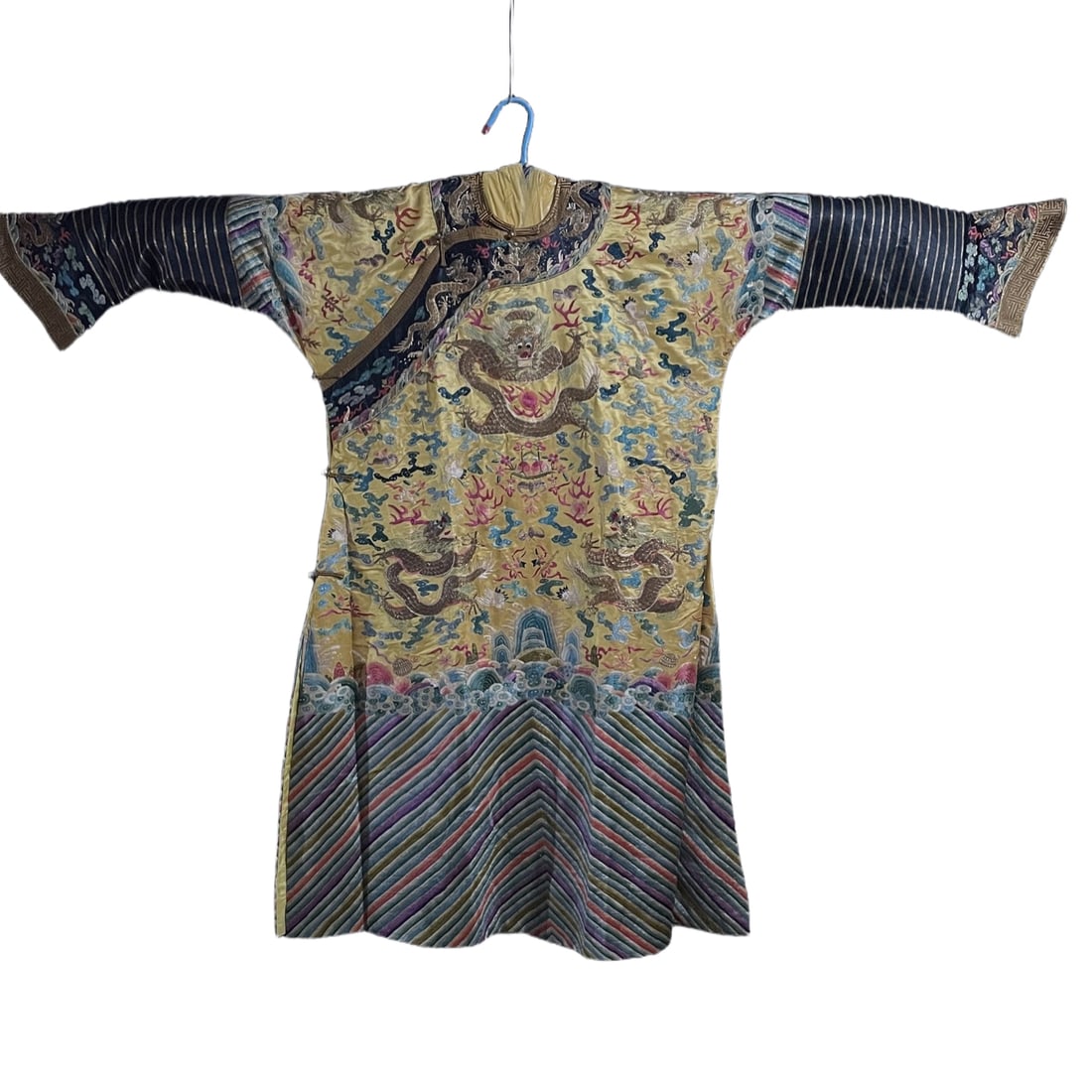 Qing Dynasty Embroidered Dragon Robe, Round Neck with Disc Buttons, Tribute Satin Dragon Robe (1 of 10)
