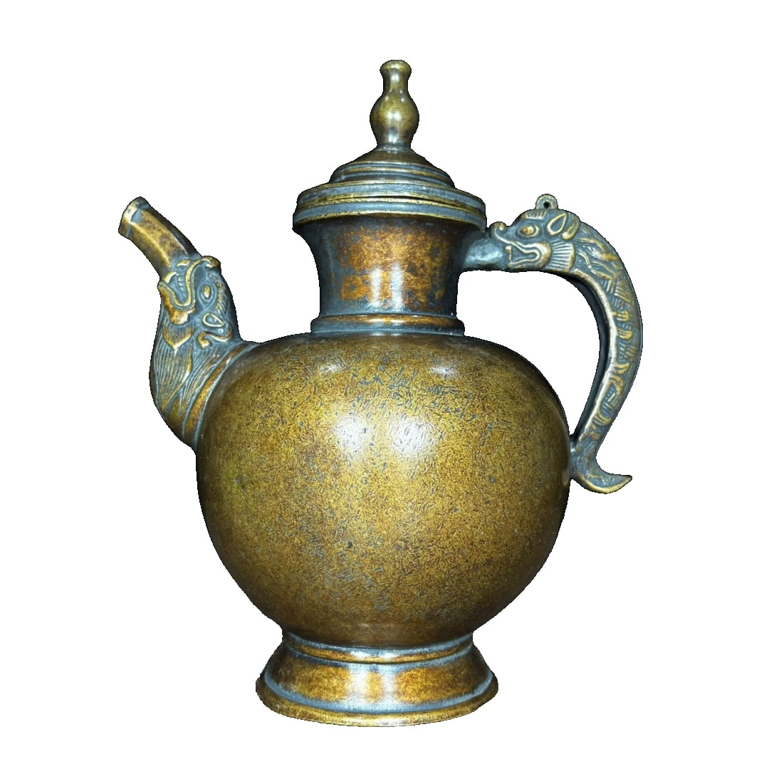 Pure Copper Tibetan Benba Dragon Handle Butter Tea Pot Wine Pot (1 of 10)
