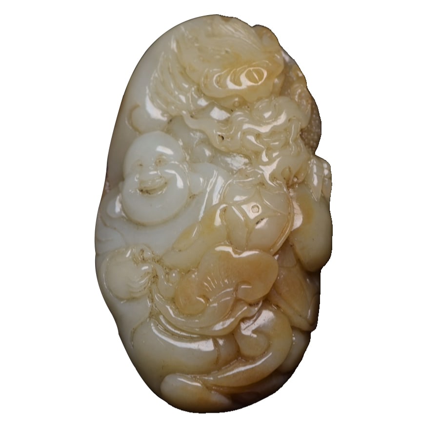 Hetian Jade Buddha: Hetian jade BuddhaSpecifications: 7.7×4.6×2.6 cm, weight 123 grams.Fine and smooth texture, elegant and generous in shape, exquisite carving, natural patina, with important historical and cultural
