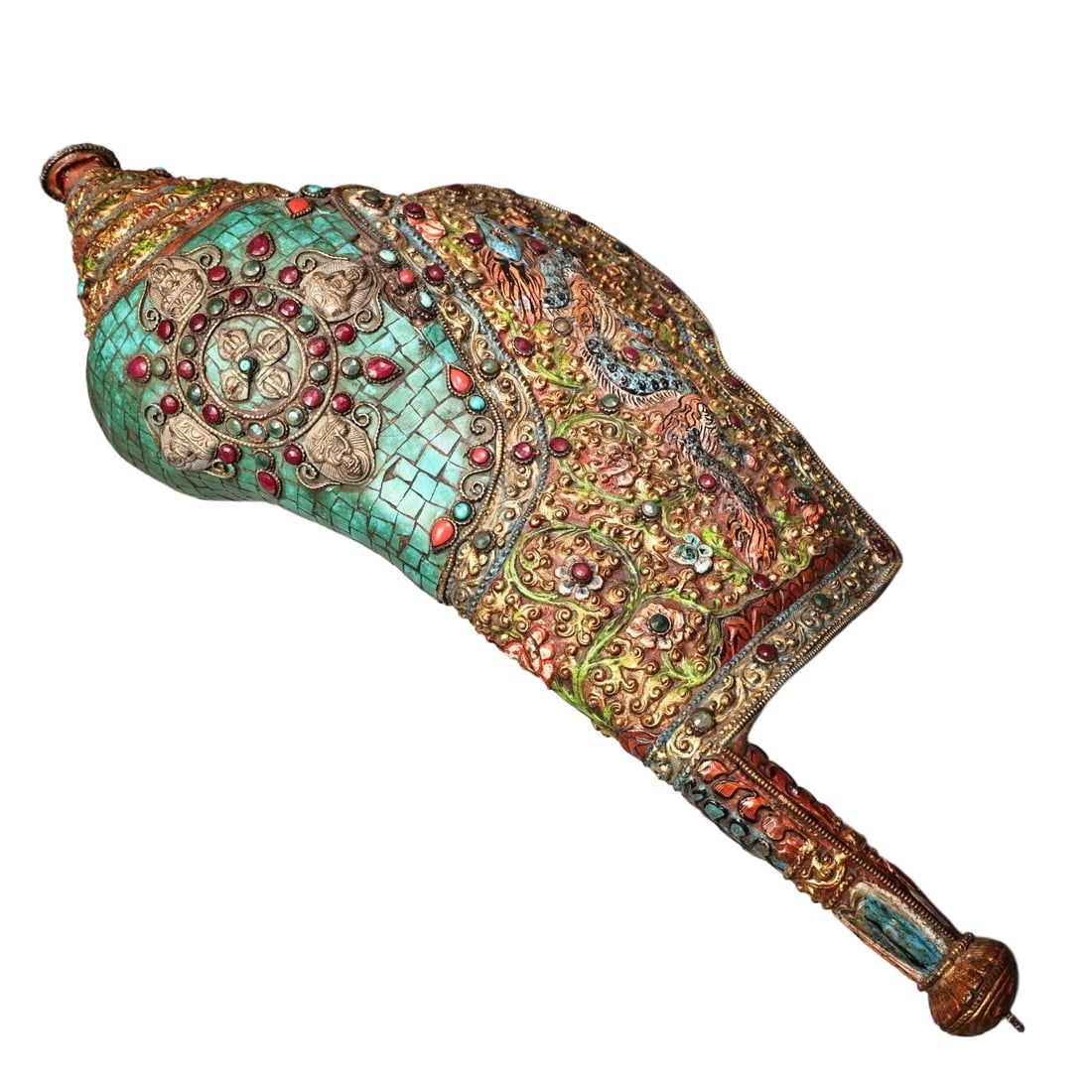 Auspicious Eight Baby Stone Painted and Gilded Conch Ritual Implements (1 of 11)