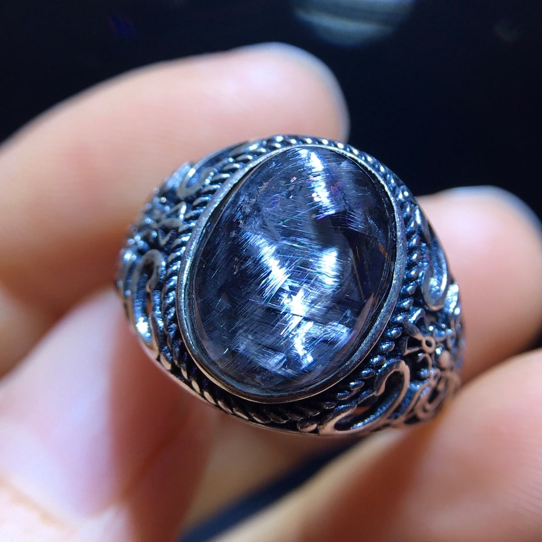Black Silver Titanium Ring - 7