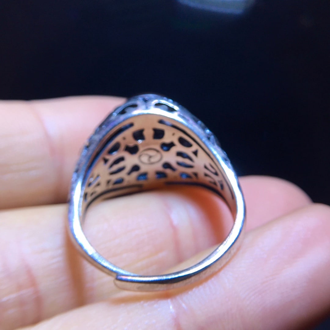 Black Silver Titanium Ring - 9