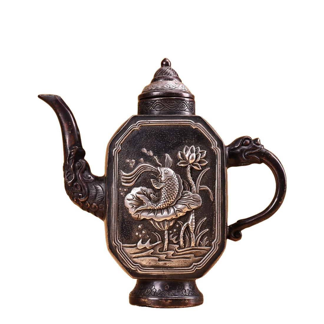 Pure Copper High Relief Engraved Silver-plated Wine Pot (1 of 11)