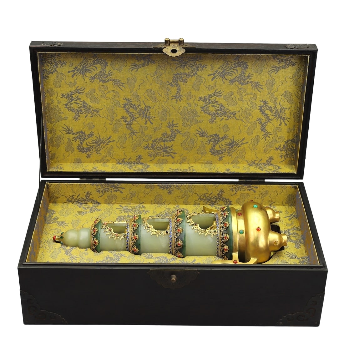 Cloisonné Inlaid Hetian Jade Tower Ornament (1 of 11)