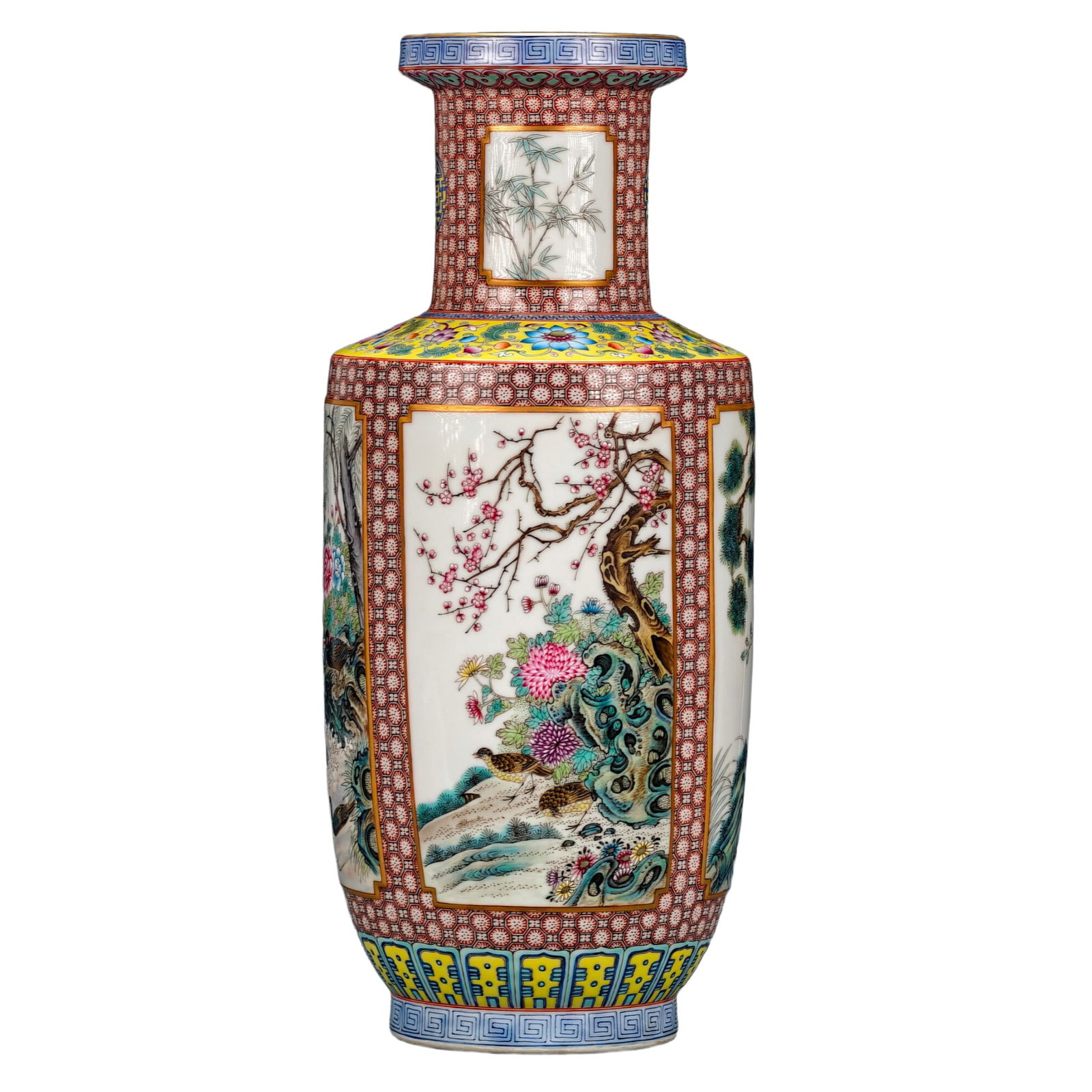 Qing Dynasty Famille Rose Vase with Floral and Bird Patterns (1 of 10)