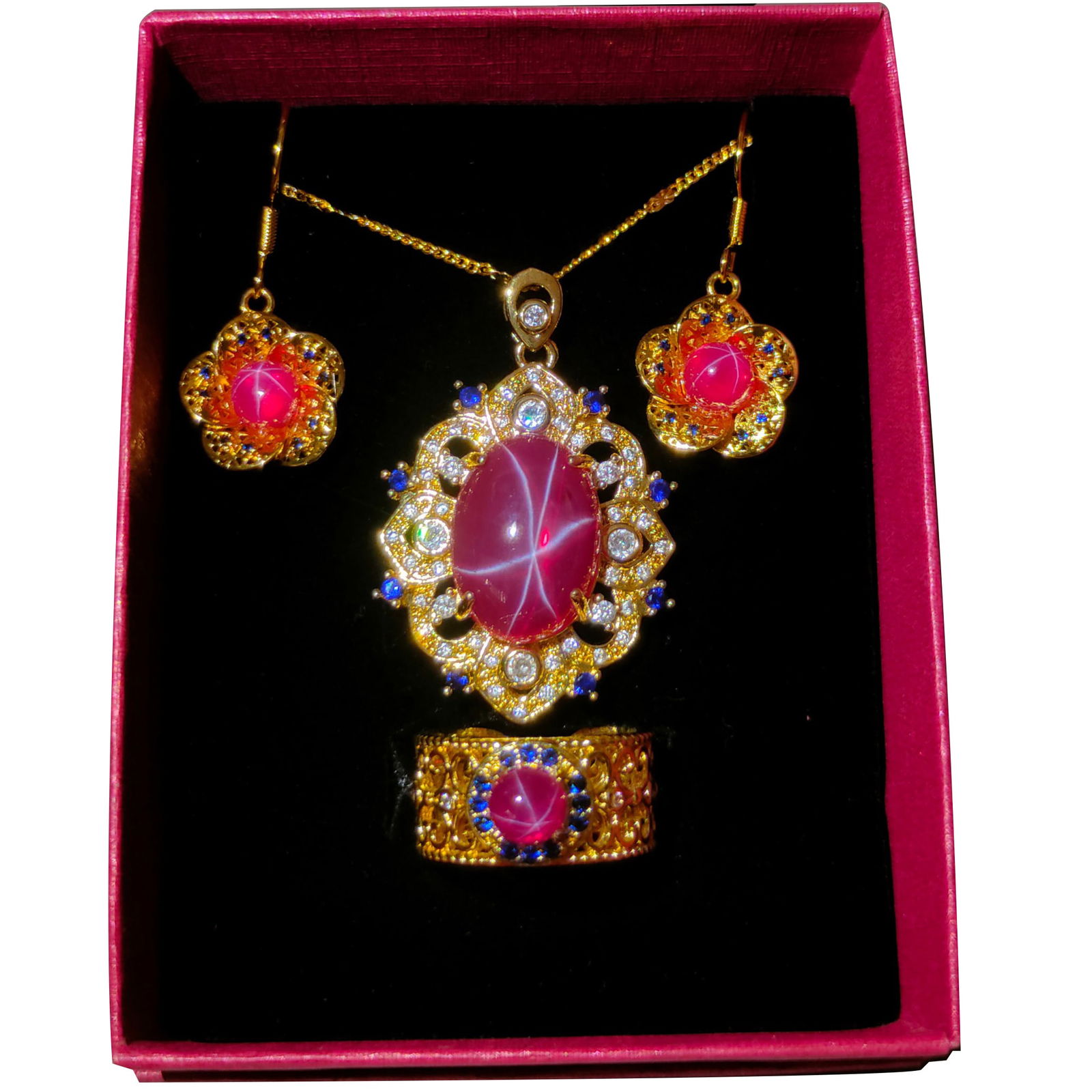 Silver Gilt Star Gem Jewelry Set (1 of 10)