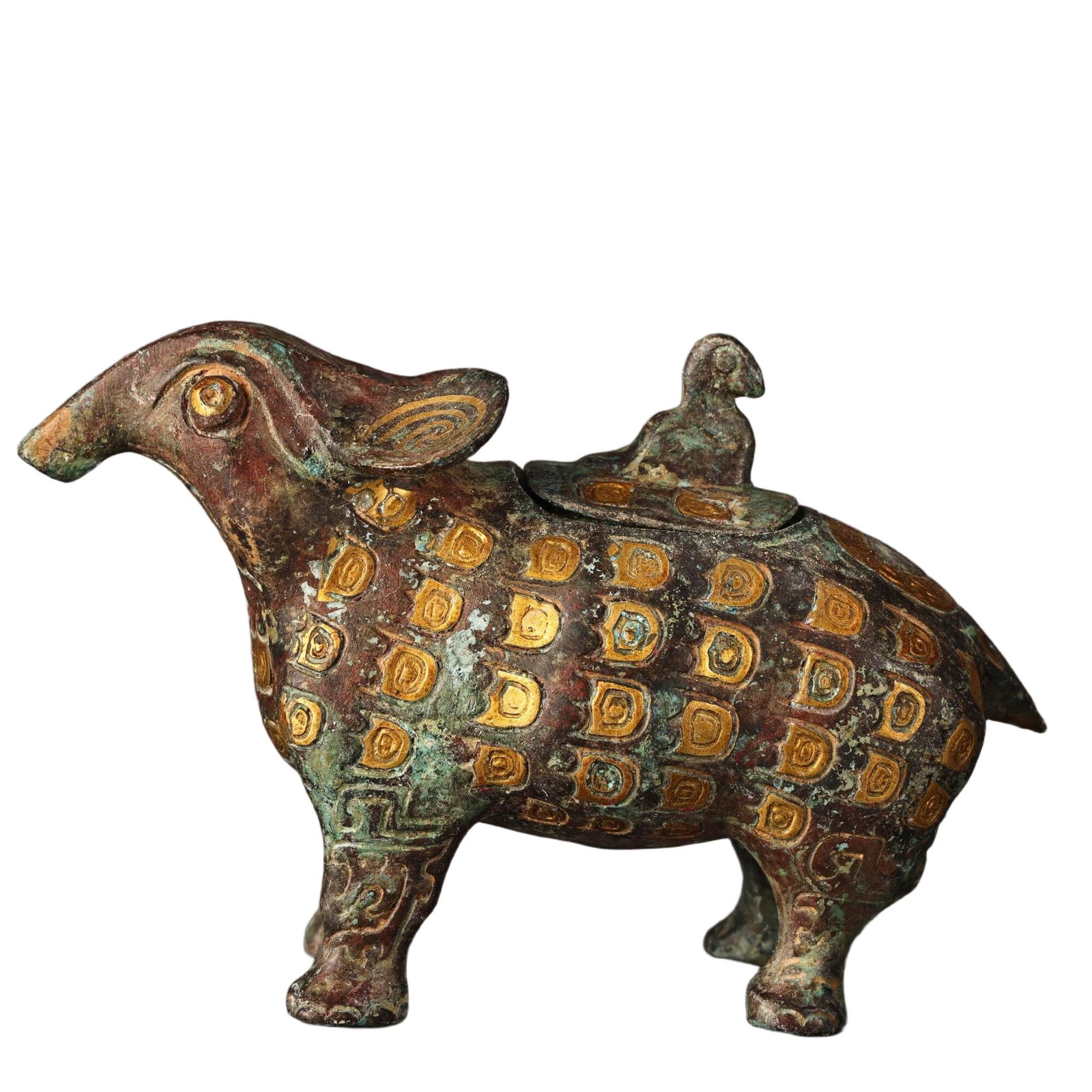 Antique Bronze Inlaid Gold Mouse Zun (1 of 11)