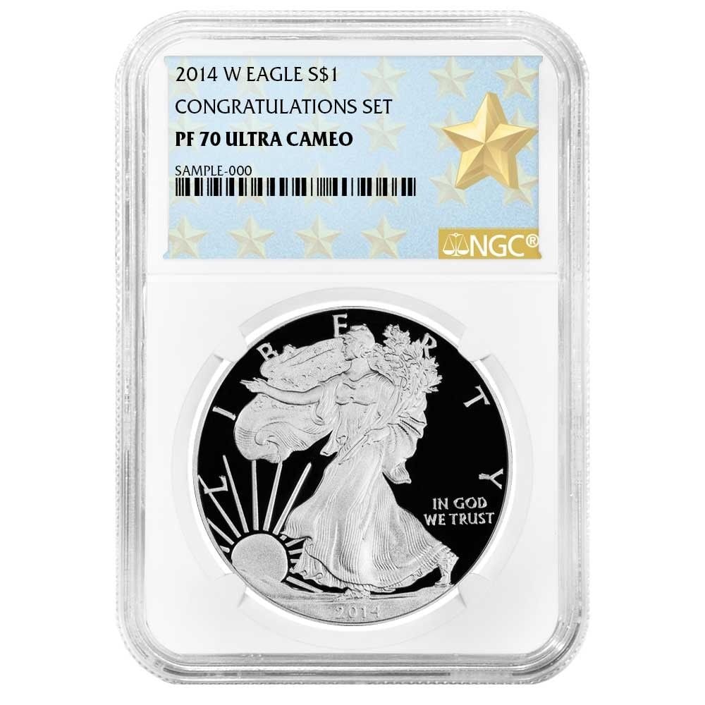 2014-W Proof 1 Dollar American Silver Eagle Congratulations Set NGC PF70UC West Point Military (1 of 2)
