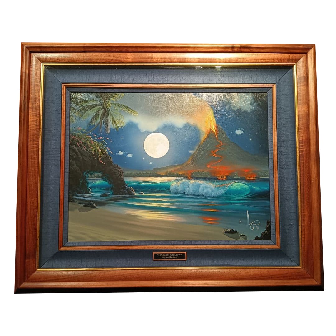 John Alhogue's Ocean Artwork: Hawaii Volcano: John Al Hogue's Ocean Artwork: Hawaii Volcano, John Al Hogue Original artwork Title: Hawaii Volcano This piece is not a print. Framed dimensions: 88.5 x 73.0 cm The painting, frame, and acrylic board