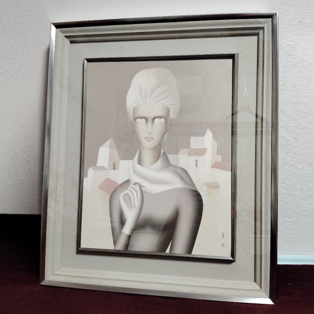 Makoto Higashi (also known as Togo Seiji) original oil painting: Artist: Seiji Higashimura (also known as Seiji Togo) Artwork: Original oil painting Dimensions: 6 Subject: Portrait of a woman with hair Art style: Oil painting Frame material: Metal Freight: 1.Intern