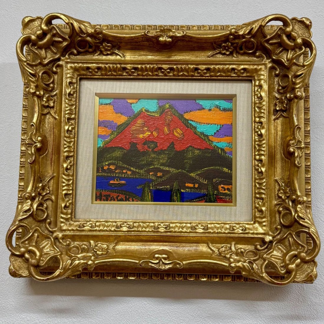 Hirokazu Tasaki (Hiro Tasaki) - Akafuji, oil painting: Guaranteed authentic. [Tasaki Hirosuke] ([Tasaki Hirosuke]) [Red Fuji] (Red Fuji) oil painting, size 0. With the authentication seal of Yasuyuki Tasaki. Comes with a display box and a tatami cloth. Re