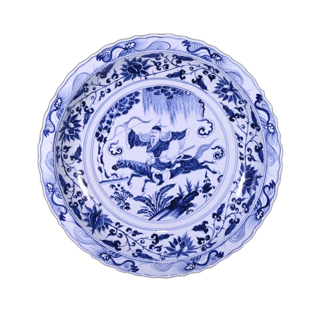 Yuan Dynasty Blue and White Warrior Pattern Plate (1 of 9)