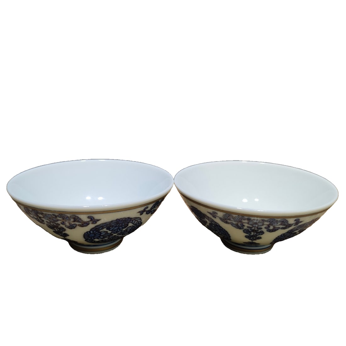 Qing Official Kiln Blue and White Silver Inlaid Tea Bowls (1 of 10)