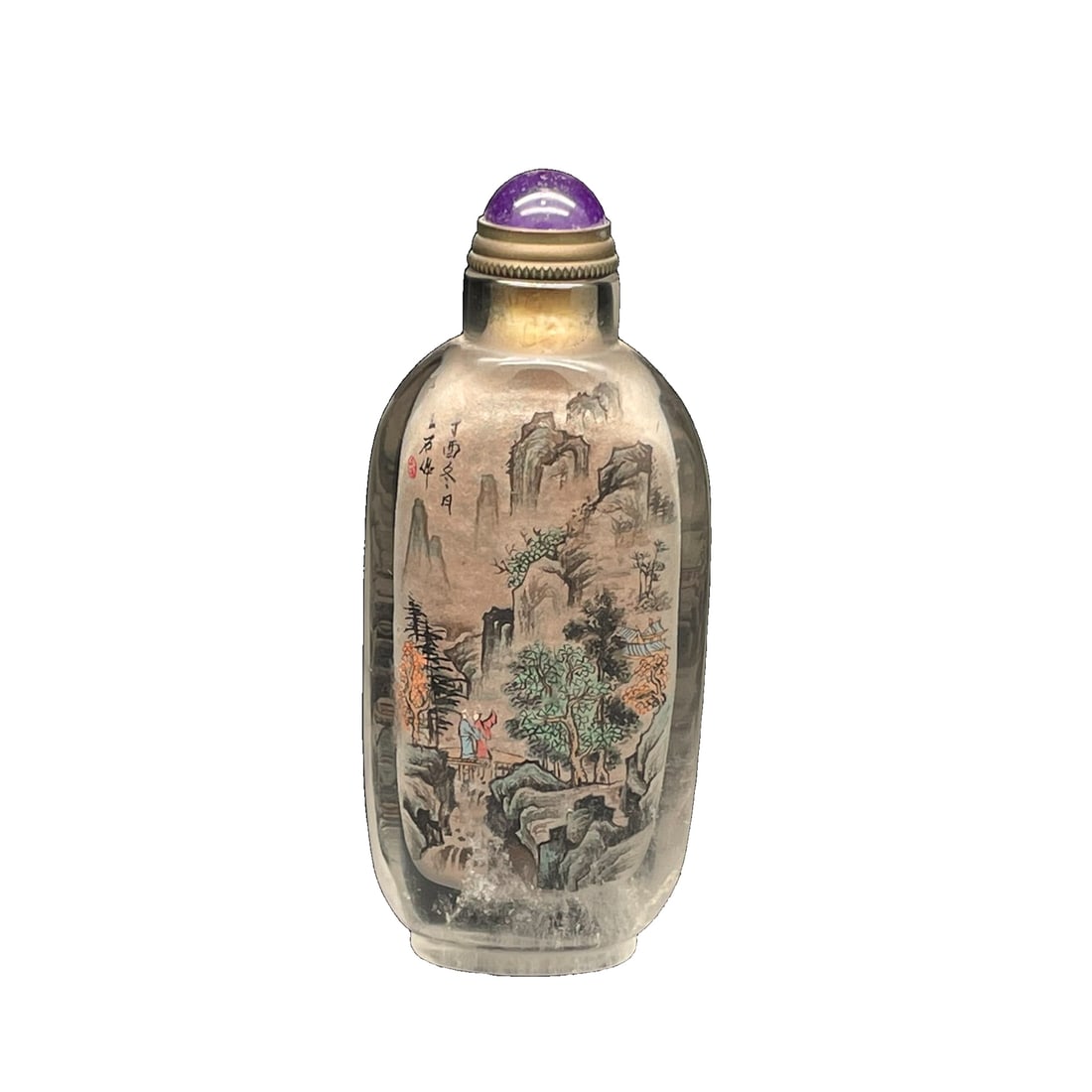 Antique Crystal Inside-Painted Snuff Bottle with Landscape (1 of 10)
