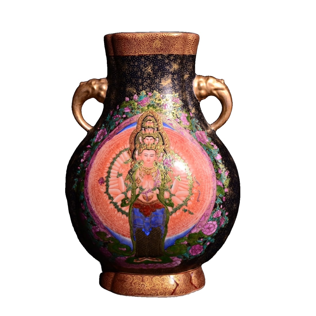 Qing Yongzheng CloisonnE Thousand-Hand Guanyin Vase (1 of 13)