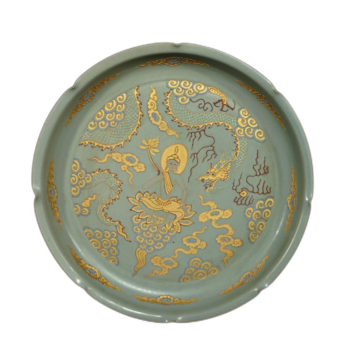 Song Ru Kiln Chongning Imperial Dragon Subduing Guanyin Plate (1 of 9)