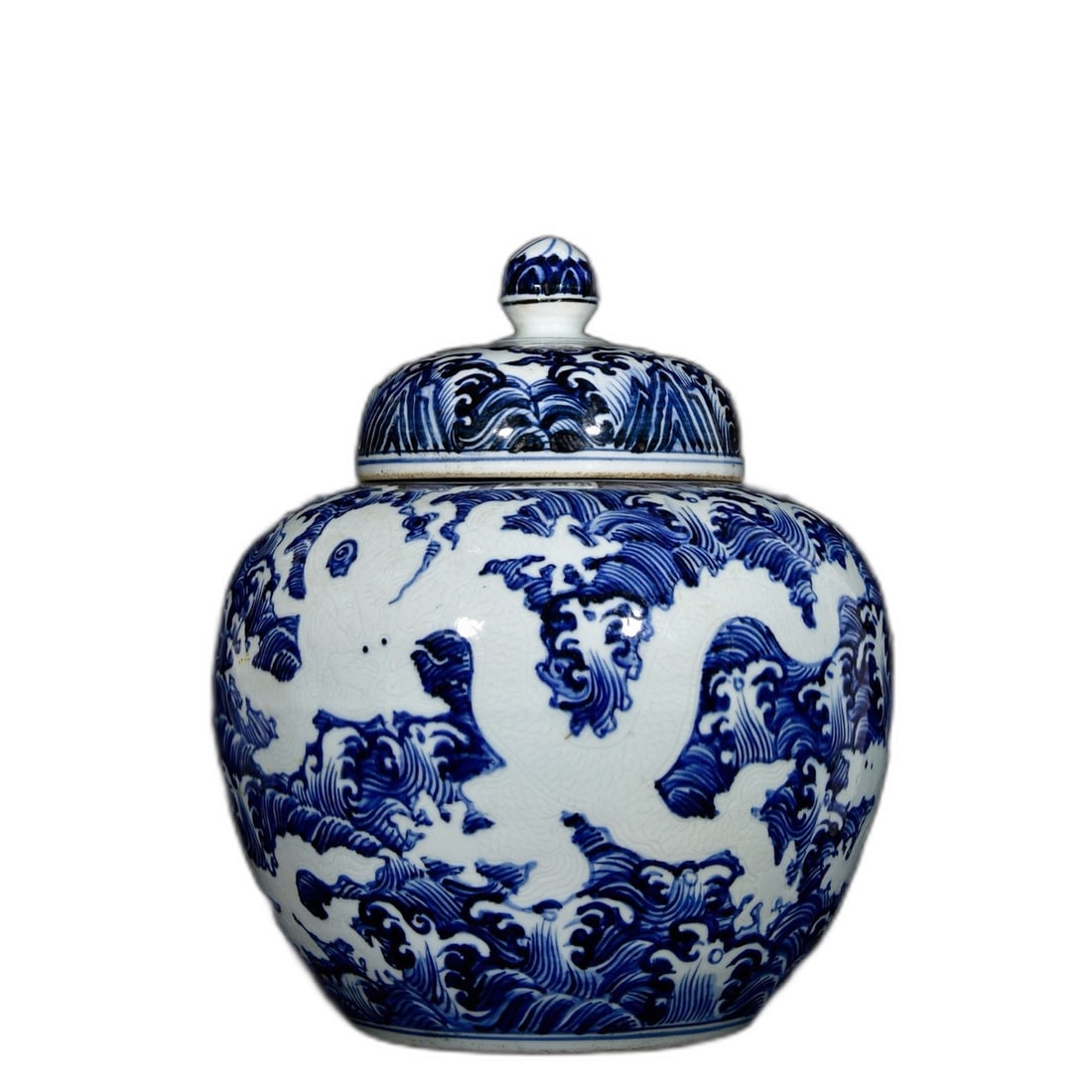 Ming Yongle Blue and White Dragon Motif Lidded Jar: This blue and white carved jar from the Ming Dynasty Yongle period is a treasure of Chinese ceramic art. It showcases exquisite blue and white craftsmanship depicting a scene of a blue dragon playing