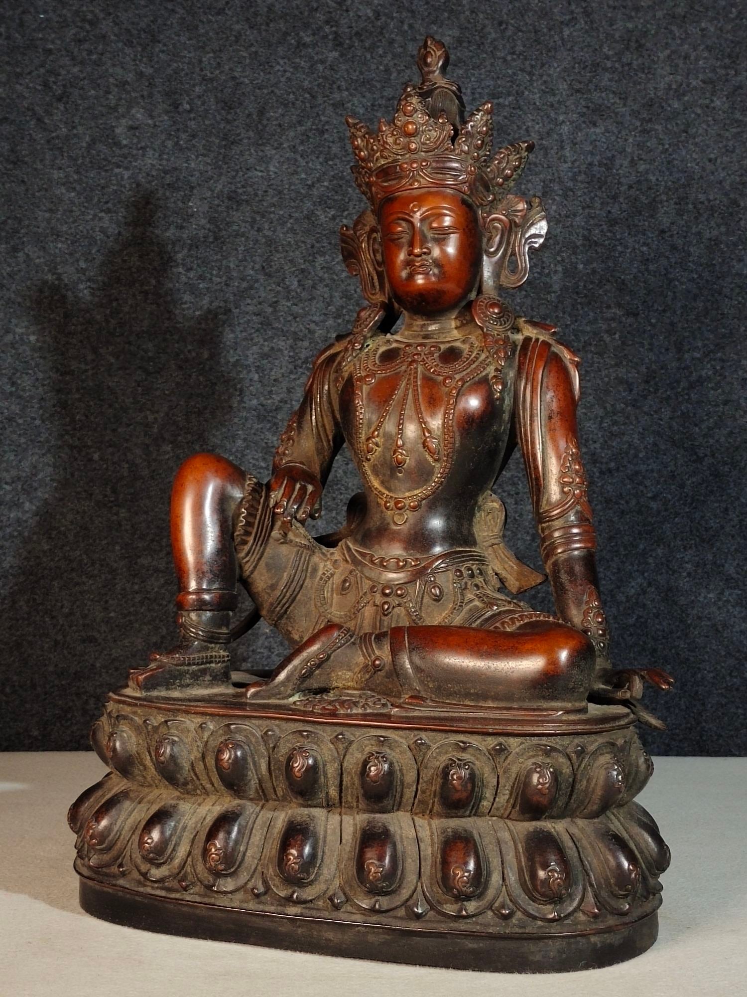 Thick Copper Tara Statue - 4