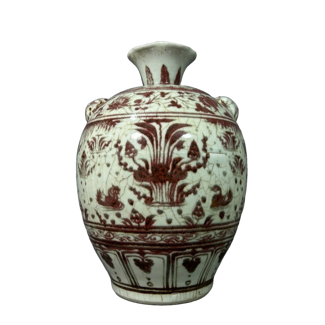 Ming Dynasty Underglaze Red Duck and Lotus Beast Head Zun Vase (1 of 10)