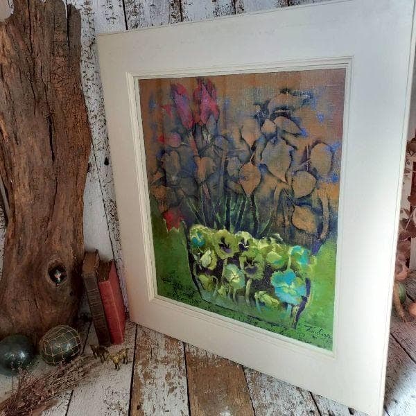 Tomie Okada, "Flower Vessel," Original Oil Painting, Hand-Signed, Size F10, Large, Framed Still Life: Title: Vase Artist: Tomie Okada Description: This is an original hand-painted oil painting by Tomi Okada, featuring a still life composition titled "Vase" . The artwork is signed by the artist and is