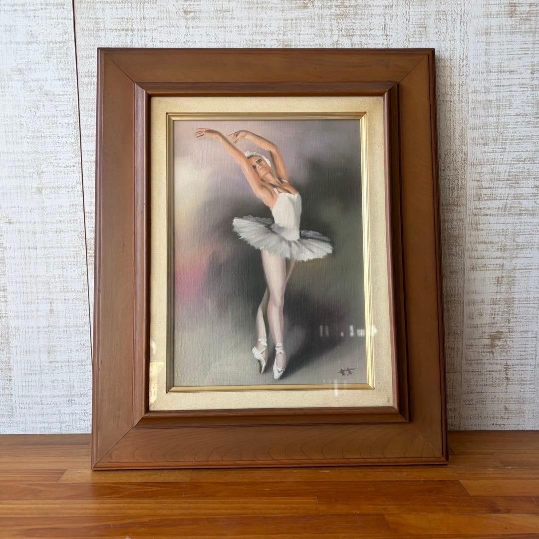 Antique Framed Oil Painting of a Ballet Dancer, Exquisite Artwork: Antique Framed Oil Painting of a Ballet Dancer, Exquisite Artwork Framed oil painting, ballet dancer, portrait, oil painting, artwork, antique, Showa retro, classical, warehouse release, old residence