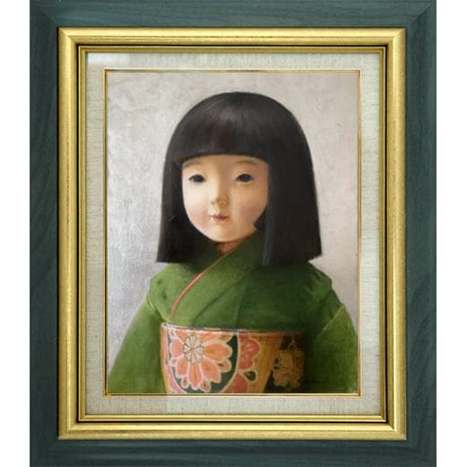 Oil Painting by Reiko Sugaya's - Painting Interior F6-010626: Charming Ichimatsu Japanese Doll: Reiko Sugaya's New Oil Painting, Interior Decorative Art F6-010626, Checkered Pattern Japanese Doll, Cute (New Work Oil Painting by Reiko Sugaya, Painting Interior F6-010626, Checkered Japanese Doll C