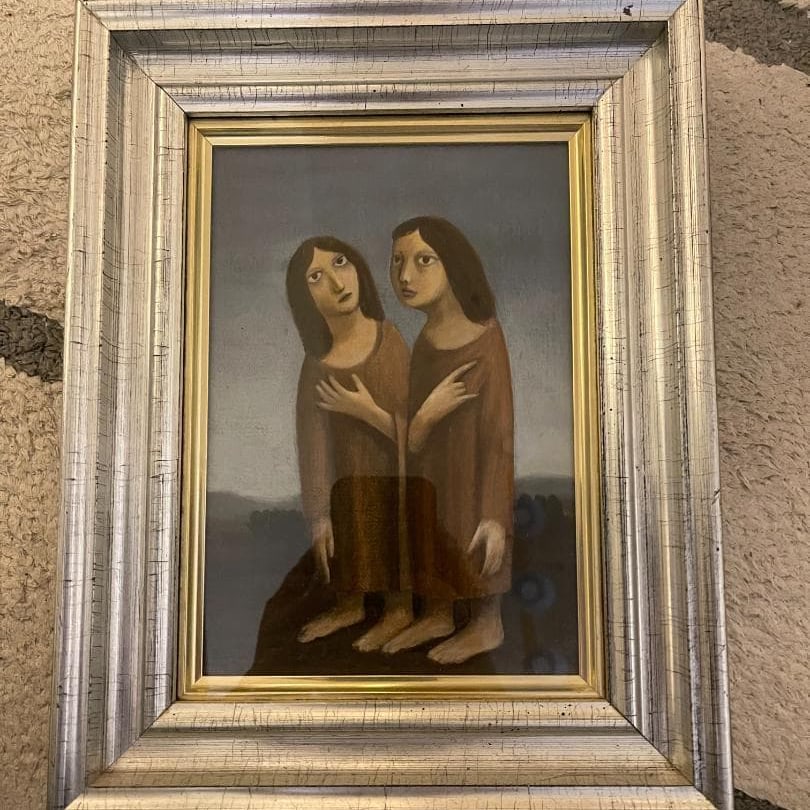 Masterpiece 1983 Watanabe Mitsuru "Journey to the East": Artist: Mitsuru Watanabe Title of Work: "Journey to the East" Year of Creation: 1983 Technique: Oil on canvas Size: Please refer to the medium-sized work, framed Subject: Figures (Two-person portrait)