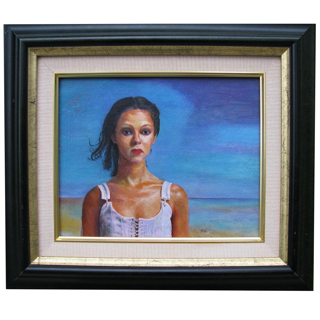 Toshio Horiguchi "Portrait of a Lady" No. 3, oil painting, surreal fantasy art: Artist: Toshio Horiguchi (Toshio Horiguchi) Title of Work: Portrait of a Lady Technique: Oil on canvas Size: F3 Frame Size: 36 x 41.5 cm Signature: Signed in the lower right corner Condition: Overall