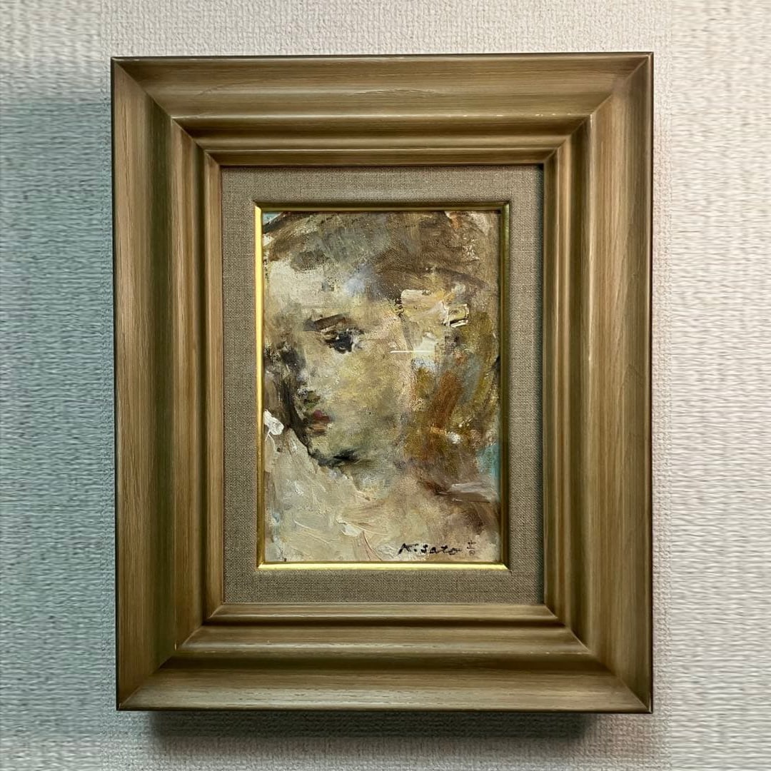 "Yoshigoro Sato 'Young Girl' SM size": Product Description Artist: Yoshigoro Sato (Authentic) Title of Work: Young Girl Technique: Oil painting on canvas (hand-painted) Painting Size: 227 x 158 mm (small size) Frame Size: 395 x 320 mm Cond