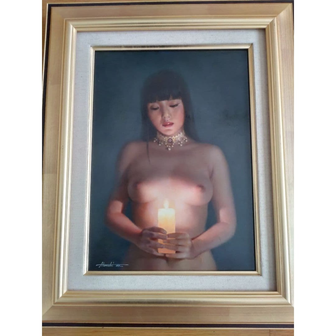 Authentic Work by Atsushi Matsubayashi - "Pure Darkness" - Oil Painting on F4 Canvas: Authentic Work by Atsushi Matsubayashi - "Pure Darkness" - Oil Painting, Size F4 The painting is already mounted, accompanied by a yellow envelope and a frame box. Both the front and back of the canva