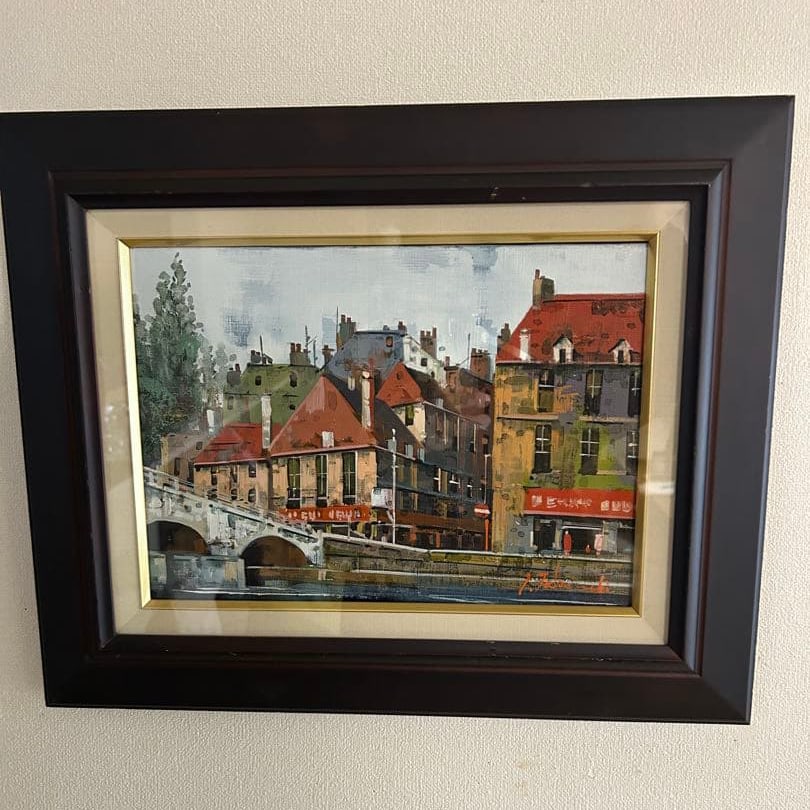 Toshihiko Takeuchi Oil Painting "Corner of Paris": Toshihiko Takeuchi Oil Painting "Street Corner of Paris" Size F4 Toshihiko Takeuchi Oil Painting Size F4 Street Corner of Paris Frame Dimensions: Width approximately 48.8 cm, Height approximately 40.0