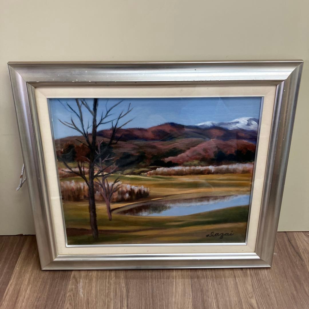 Toshihiko Takeuchi Oil Painting "Paris Street Corner": Oil painting landscape, signed, framed, snowy mountains, lakeside, winter scenery, natural landscape, Showa retro style Oil painting, landscape, signed, framed, snowy mountains, lakeside, winter scene