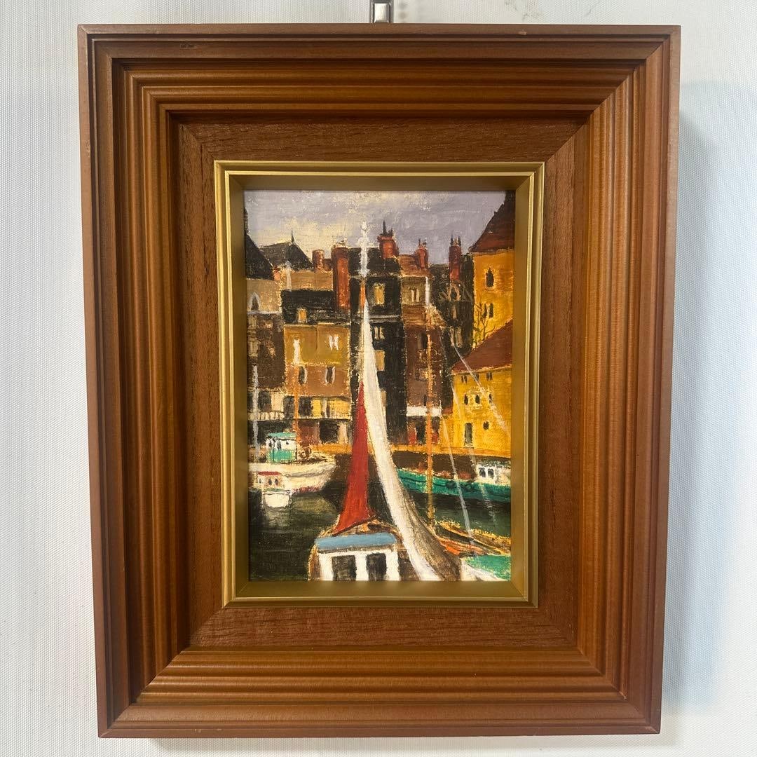 Oil painting, hand-painted - Port of Honfleur, landscape painting: (Artist's Work: Oil Painting, Hand-Painted, Port of Honfleur, Landscape Painting, Impressionist Artwork, Framed Interior) Although the author is unknown, the style of the painting suggests it may be t