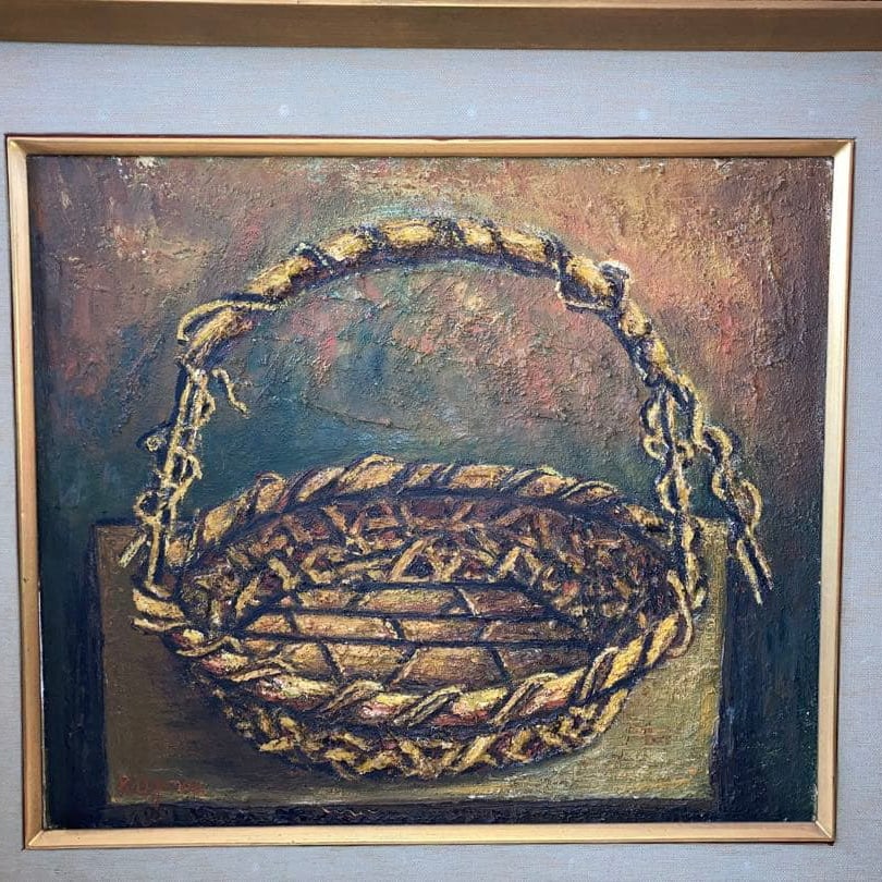 Oil Painting by K. Ozawa: Oil Painting by K. Ozawa This oil painting is signed by K. Ozawa and is believed to be an authentic work from the 18th century. Despite showing signs of aging, the painting remains intact and has been