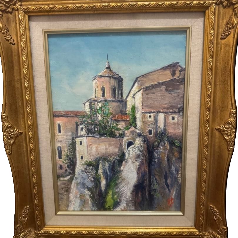 Landscape oil painting with a gold decorative frame.: Landscape oil painting with a decorative gold frame Beautiful landscape oil painting with a decorative gold frame. Painting Style: Oil Painting - Frame Design: Decorative Gold Frame Theme: Landscape (