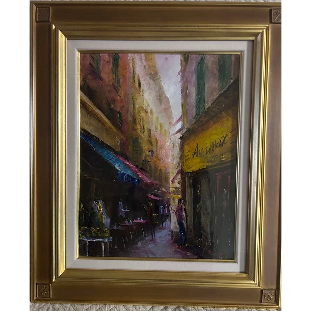 Oil Painting by Masanori Yamaguchi [Street Corner with Yellow Signboard] F6 Size: (Oil Painting by Yamaguchi Shinko [Street Corner with a Yellow Sign] F6 Size) Artist Yamaguchi Shinko (also known as Yamaguchi Shinkou) was born in 1960 in Kumamoto Prefecture and graduated from Osaka