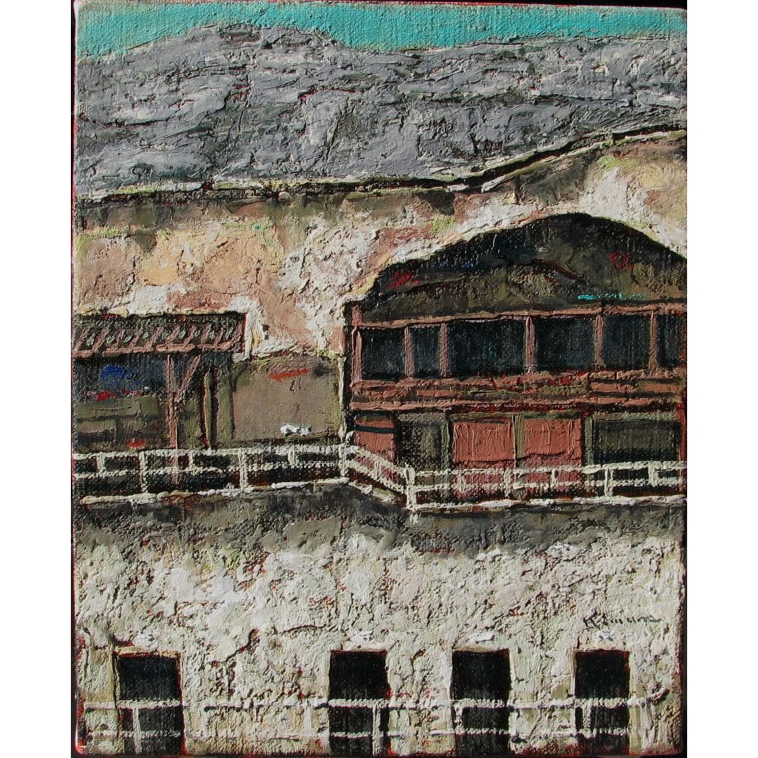 Jiro Kimura "Dunhuang Mogao Caves" No. 3 Oil Painting: Title: "Dunhuang Mogao Caves" by Jiro Kimura, No. 3 Oil Painting, Sealing Wax Style Texture, Seaside Hotel Maiko Villa Solo Exhibition Jiro Kimura, a flat art artist from Hyogo Prefecture, was born on