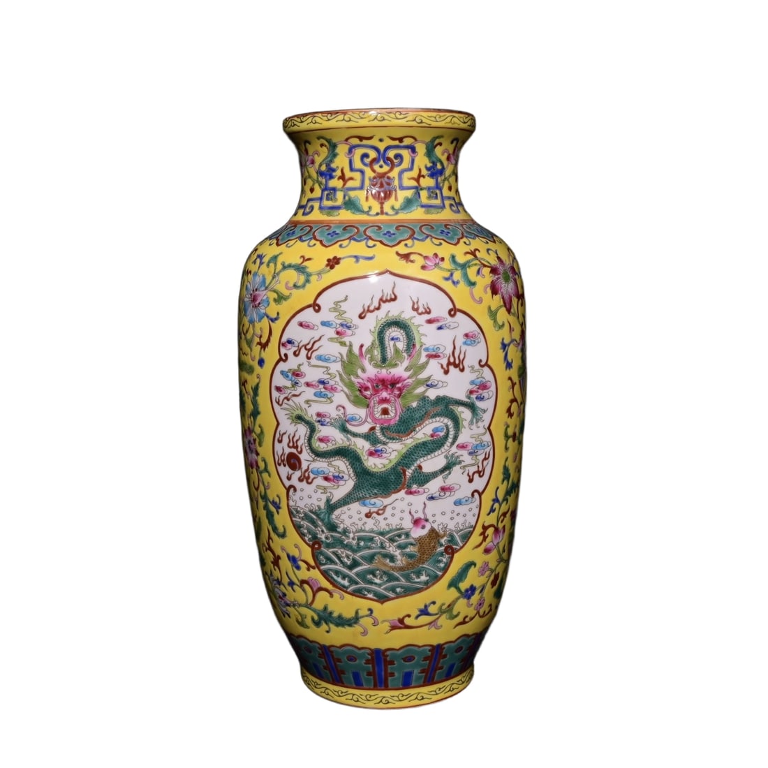 Qianlong Enamel Dragon and Phoenix Vase (1 of 11)