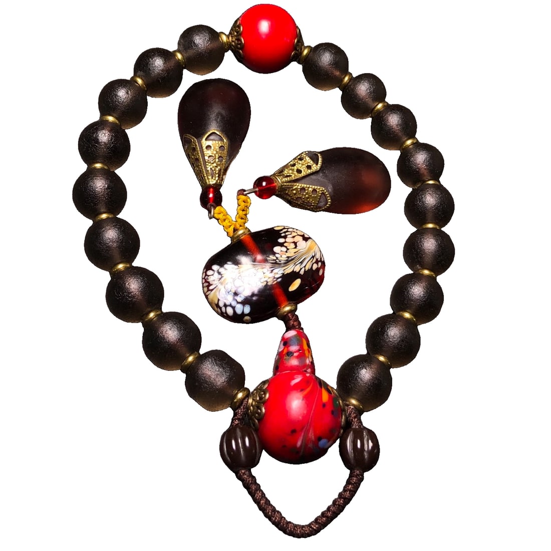 Collection of Old Glass Eighteen Beads Buddhist Bracelet (1 of 10)