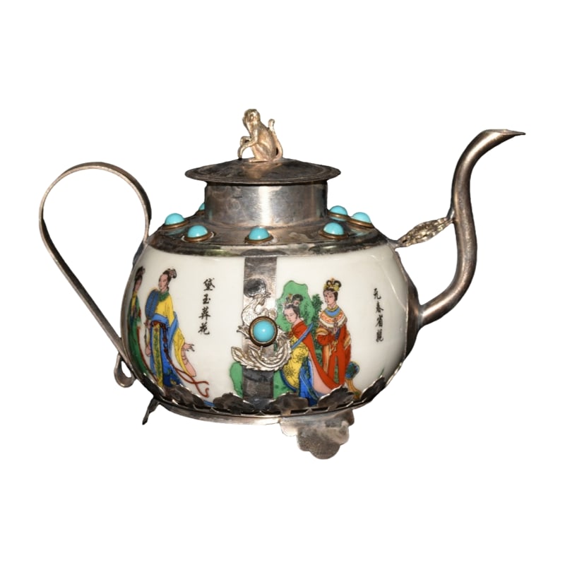 Porcelain-Covered Copper Silver-Plated Beauty Wine Pot (1 of 10)