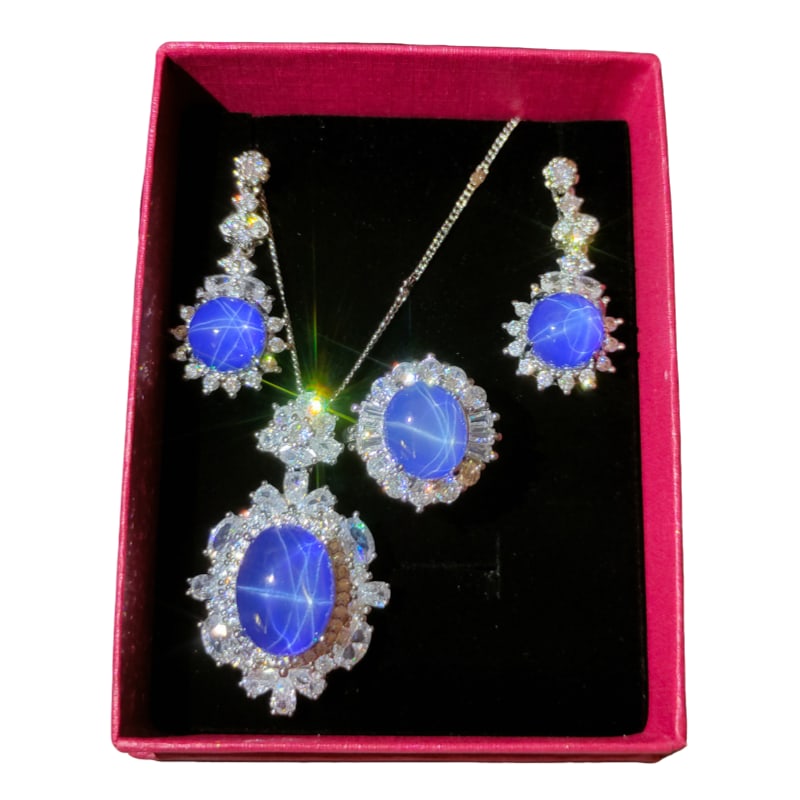 Silver Inlaid Star Gem Jewelry Set (1 of 10)