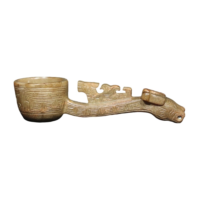 Western Zhou Hetian Jade Bull Head Spoon (1 of 10)
