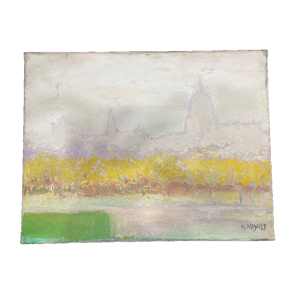 Oil painting: Oil Painting Oil Painting K. MIYAKE It appears to be a landscape painting. Freight: 1.International Freight: Foreign shipping charges are determined by destination. 2.Photos, descriptions and valuatio