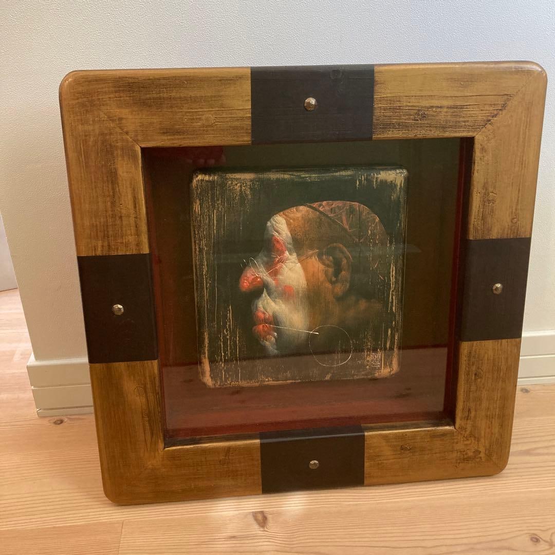 Hatanaka YU, "Fuki" (The Unrestrained), oil painting of a clown, with wooden frame. (1 of 10)